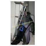 Golf Clubs, Bag & Crutches