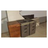 2) 3 Drawer Desk Pedestals, 1) 3 Drawer File
