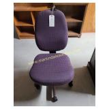 Purple Office Chair, Wooden Base, 5 wheels,
