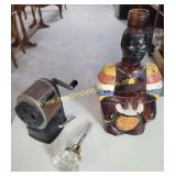 Vintage Rum Bottle, Pencil Sharpener, Glass