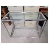 Chrome & Glass Sofa Table - Approx 17D x 37