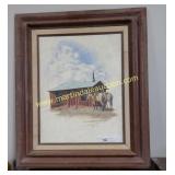 Western Oil Painting of Saddled Horses by Don