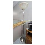 Floor Lamp, Chrome and Glass Shade