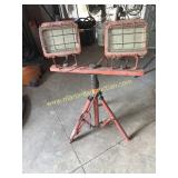 Set Of Commercial Electric Work Lights On Tripod
