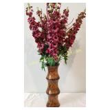 Beautiful Mango Wood Flower Vase & Faux Flowers