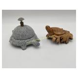 2) Decorative Turtles - Aluminun Bell & Carved