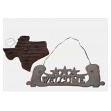 Vintage Texas Barb Wire History & Welcome Sign