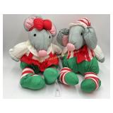 Pair Of Vintage Department 56 Christmas Mouse