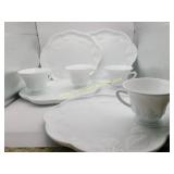 4) Indiana Glass Milk Glass Snack Sets - COLONIAL