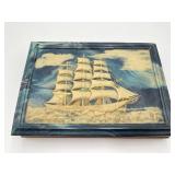 Dante Walnut Incolay-Style Box - Clipper Ship, by