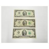 1976 $2 Bills US Currency - 3) Bills to the lot