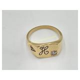H Initial Signet Ring, 14K Gold