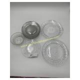12) Vintage Etched Salad Plates, 2 Clear Glass