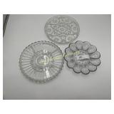 3) Vintage Clear Glass Serving Platters