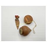 Vintage Carved Figural Bookmark, Wooden Top and