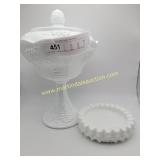 Milk Glass Covered Footed Compote - COLONIAL