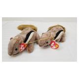 2 Vintage 1999 Beanie Baby CHIPPER Plush Toys