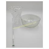 Vintage Pressed Glass Vase & 18" Glass Rod