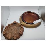 Vintage Ashtrays - Brass & Amber Glass + Squirrel