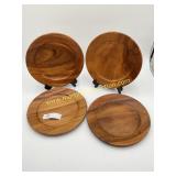 4) 11" Monkeypod Wood Hand Made Plates / Chargers