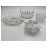 Selection Of Vintage Clear Glass Serving Dishes