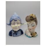 Delft Blue Hand-Painted Head Figurine & Vintage