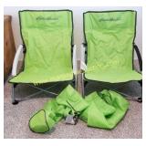 2) Eddie Bauer Low Folding Chairs w Bags