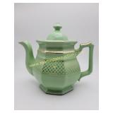 Vintage Green Porcelain Gilt Teapot