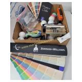 Trinkets Lot - Paint Samples, Golf Balls, Tin