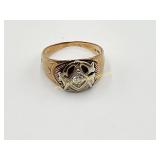 10K Gold Diamond Mason Ring - Menï¿½s Mason ring