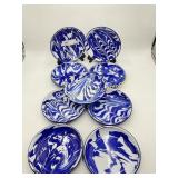 9) Marbel Swirl Enamelware Soup Bowls 9" Diameter