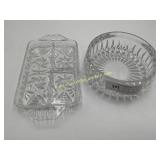 Vintage Large Crystal Bowl & Clear Glass Divided