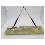 Vintage Green Marble Stand Cross Pen Holder