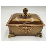 Decorative Gold Glass Box, Lidded