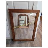 Large Mirror with Wooden Oak Frame - Approx 29