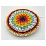 Beaded Belt Buckle YELLOW ORANGE GREEN sunburst