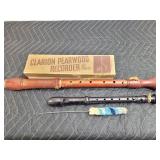 Vintage Clarion Pearwood Recorder & Plastic