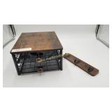 Wood & Metal Organizer w 2 Drawers & Wall Hanging