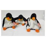 3 Vintage 1995 Beanie Baby WADDLEBlue Plush Toys
