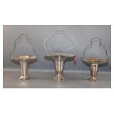 (3) Silver Plate Handled Flower Baskets