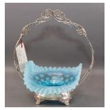 Vintage Sapphire Blue Coin Spot Brides Basket