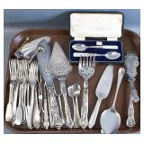 Tray Lot of Silver Plate Serving Pieces
