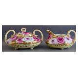 Nippon Cream and Sugar Set with Painted Roses
