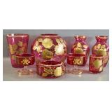 Vintage Moser Bohemian Cranberry Glass Pieces