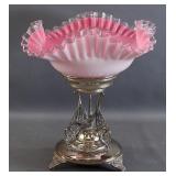 Cased Cranberry Glass 'Brides Basket'