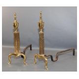 Pair of Vintage Brass Georgian Style Andirons