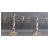Pair of Regency Style Silver Plate Candelabras