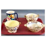 English Maling Hand-Painted Pottery Pieces