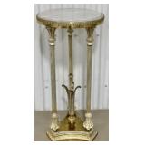 Ornate Gold Metal Table with Marble Top