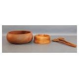 Teak Salad  Bowl Set with Utensils